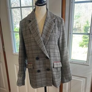 Chriselle Lim Black and White Plaid Houndstooth Blazer